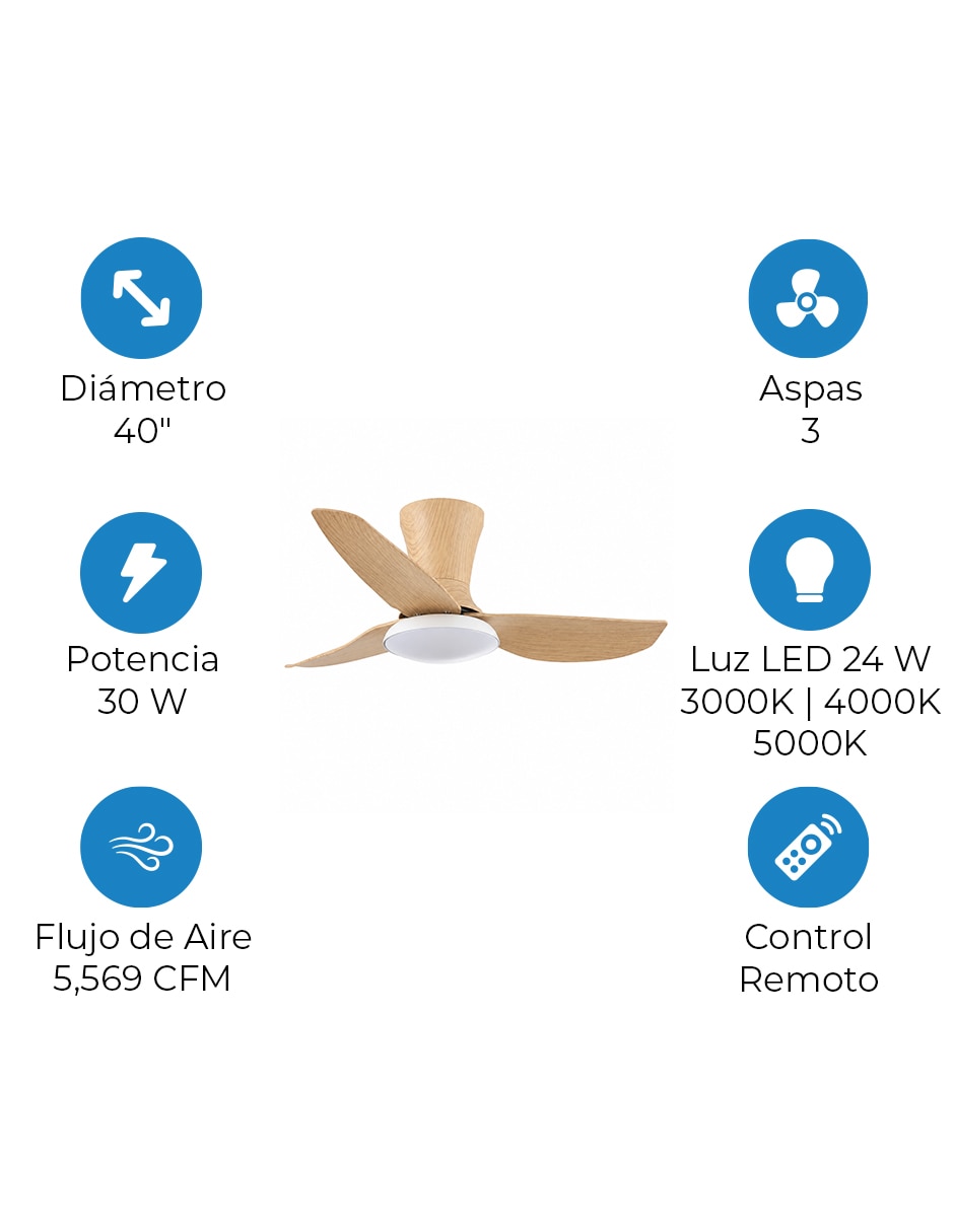 Ventilador de techo con control remoto 6 velocidades