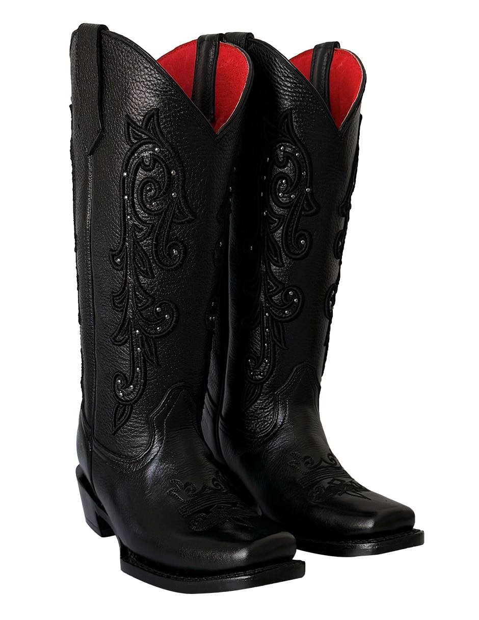 Bota cowboy abajo de la rodilla de piel para mujer 4