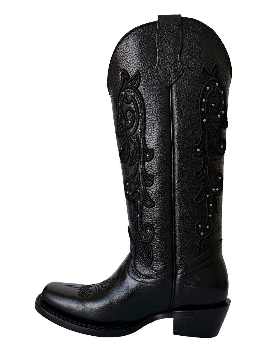 Bota cowboy abajo de la rodilla de piel para mujer 2