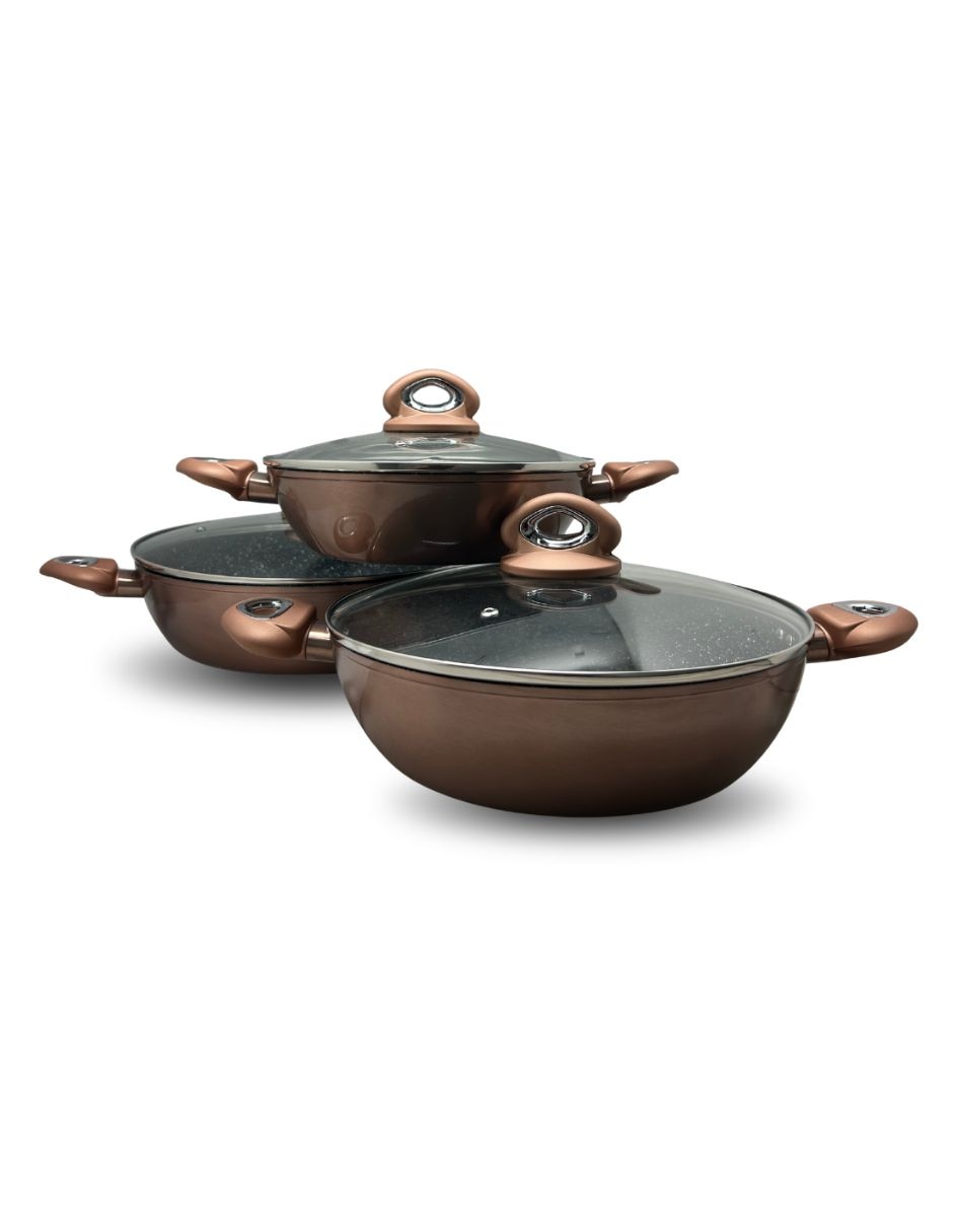 Batería de cocina de aluminio antiadherente cerámica 6 piezas