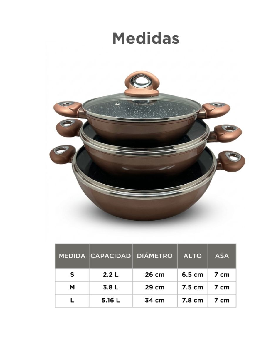 Batería de cocina de aluminio antiadherente cerámica 6 piezas 6