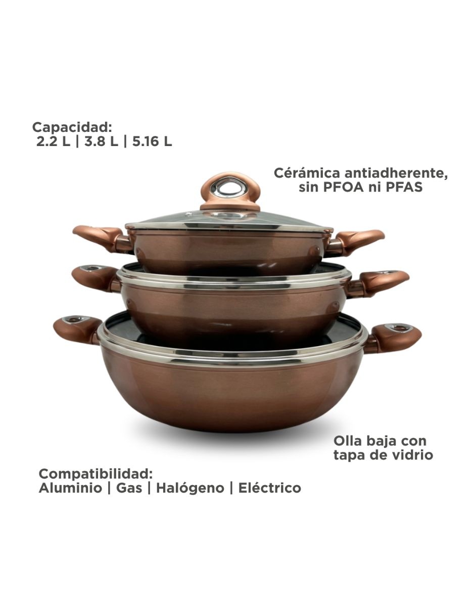 Batería de cocina de aluminio antiadherente cerámica 6 piezas 2