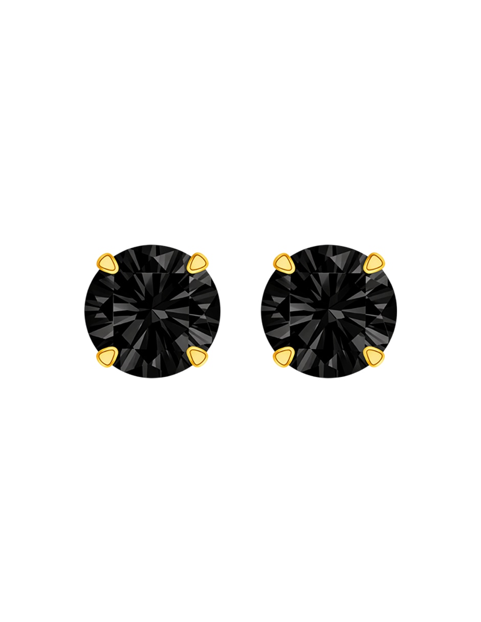 Broqueles de oro 14 k con acabado brillante zirconia