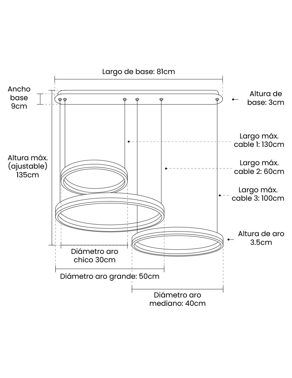 Lampara colgante led orion 8