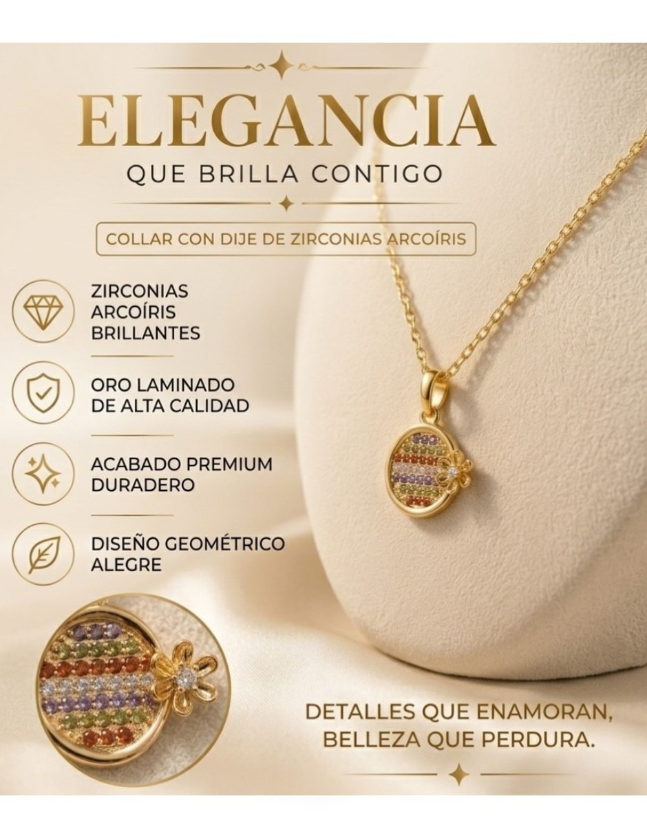 Aretes y collar de oro laminado 14 K zirconia cúbica 4