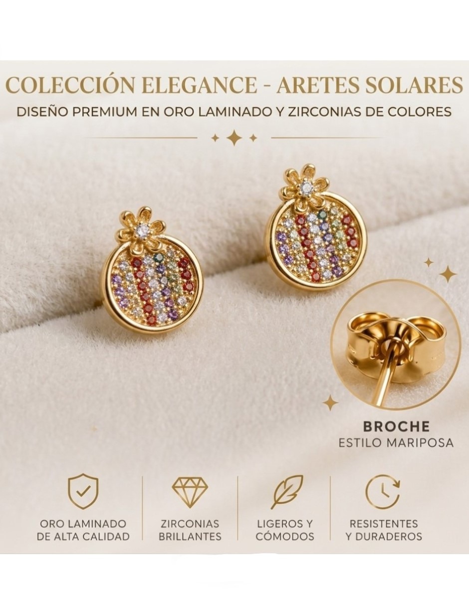 Aretes y collar de oro laminado 14 K zirconia cúbica 5