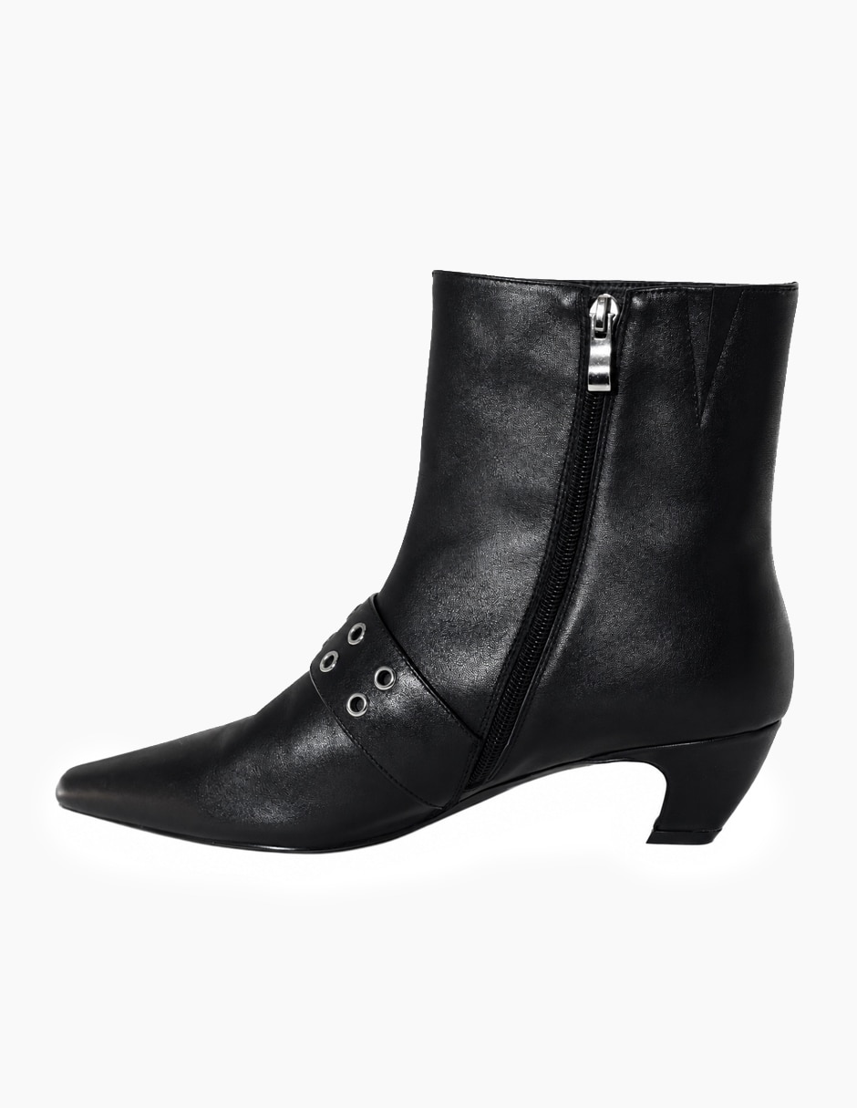 Botín al tobillo boho chic de piel para mujer 4