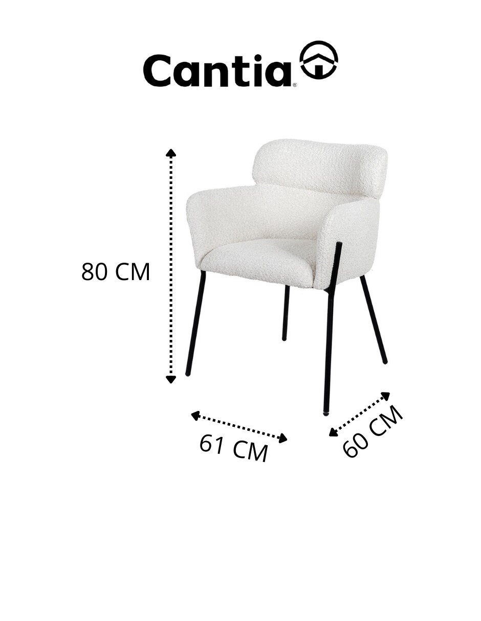 Silla con brazos 1 piezas TRIESEN de Metal y tela 8