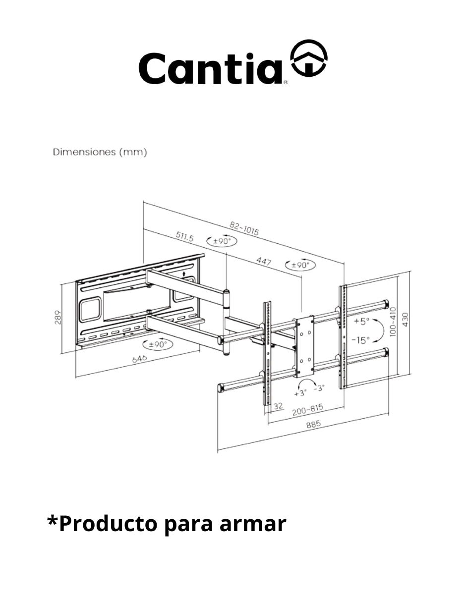 Soporte de pared para pantalla Articulado 42 - 80 pulgadas 4