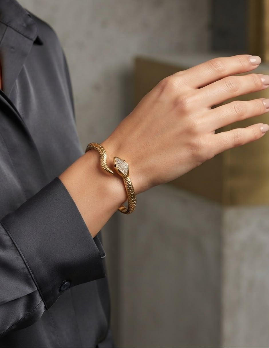 Brazalete de oro laminado con zirconia cúbica 14 k 2