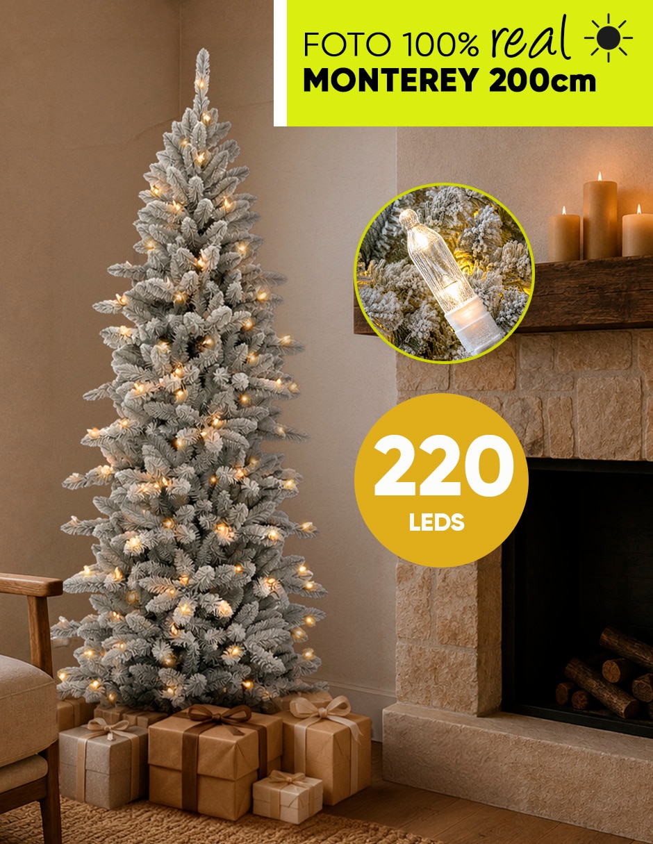 Árbol de navidad monterey cypress preiluminado de pvc con 220 luces 4