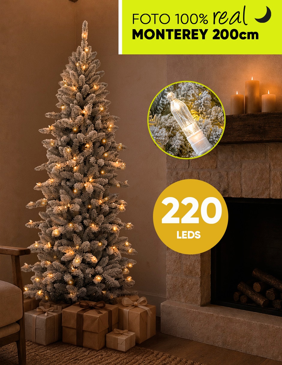 Árbol de navidad monterey cypress preiluminado de pvc con 220 luces 3