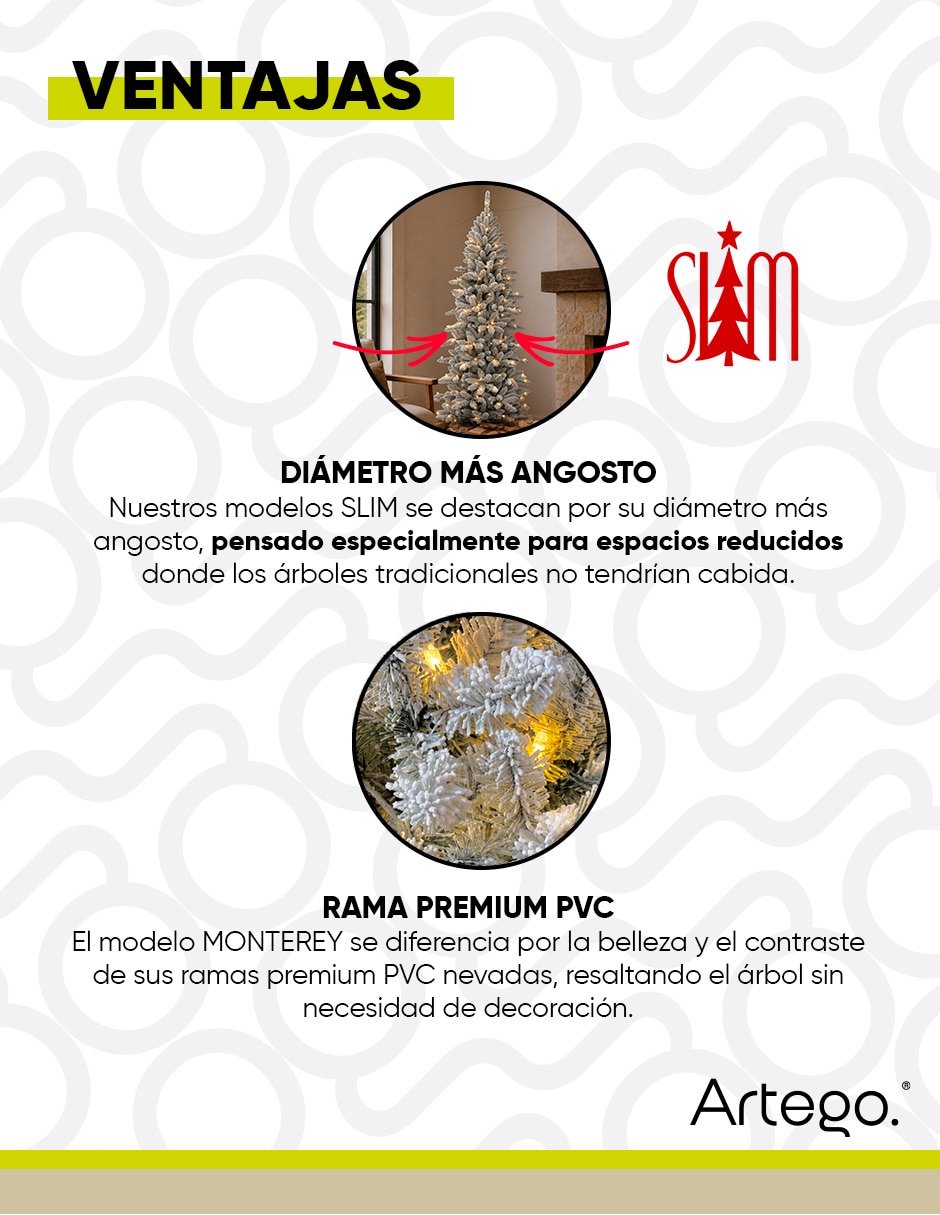 Árbol de navidad monterey cypress preiluminado de pvc con 220 luces 6