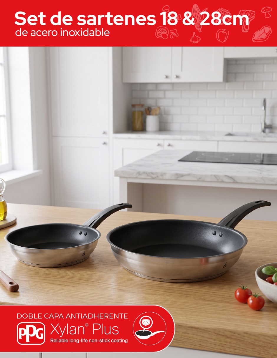Set de sartenes de acero inoxidable 2 piezas 6