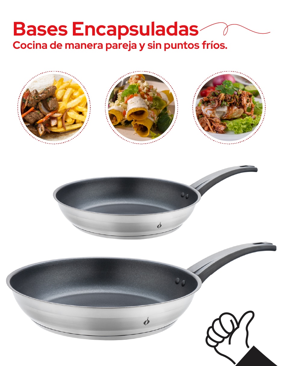 Set de sartenes de acero inoxidable 2 piezas 2