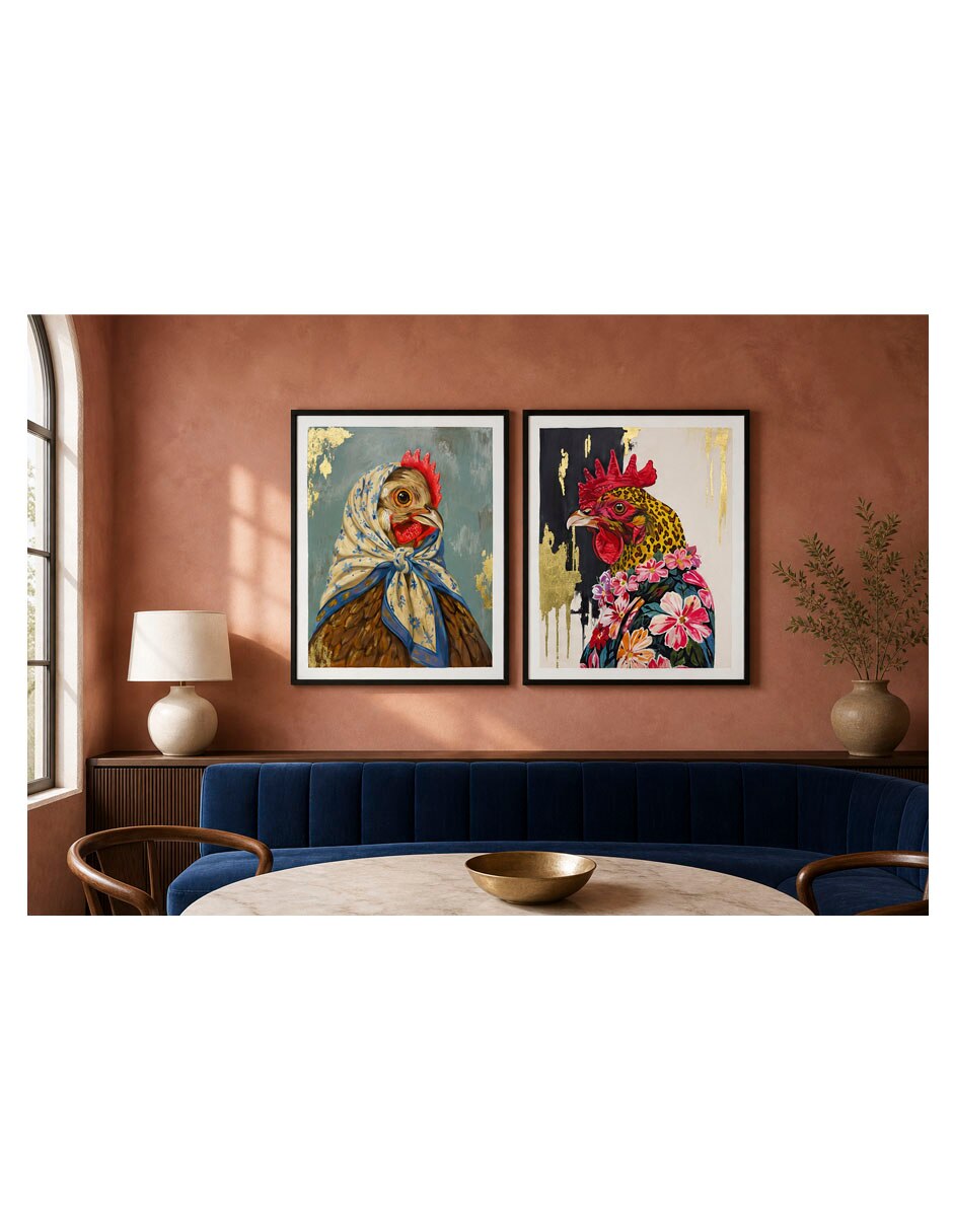 Set pinturas dona cleta y el dandy del corral técnica acrílico 3