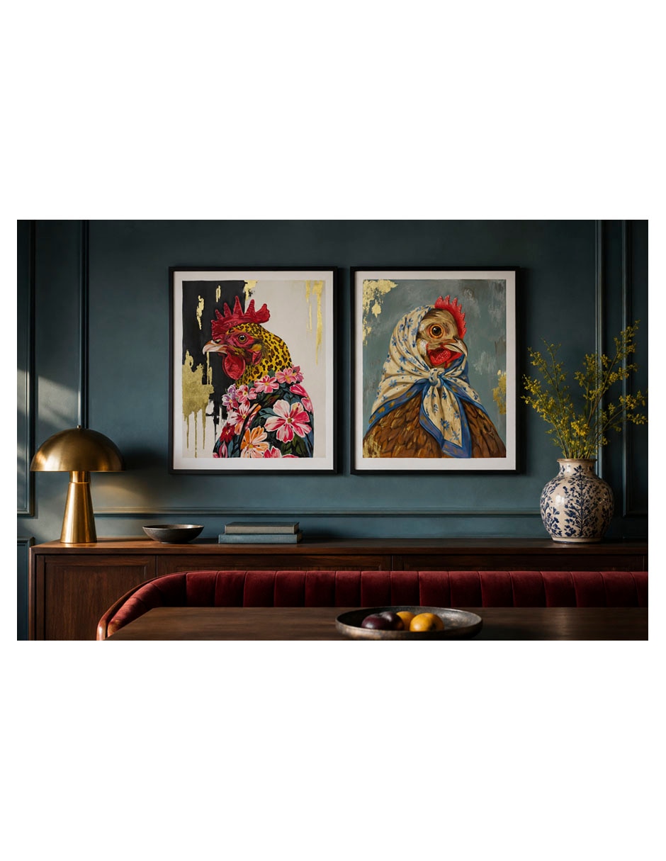 Set pinturas dona cleta y el dandy del corral técnica acrílico 2