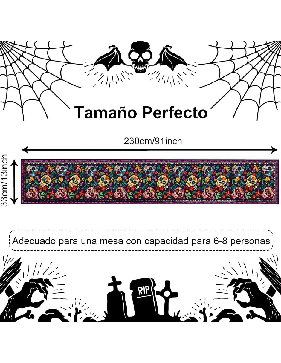 Camino mesa rectangular día de muertos 5