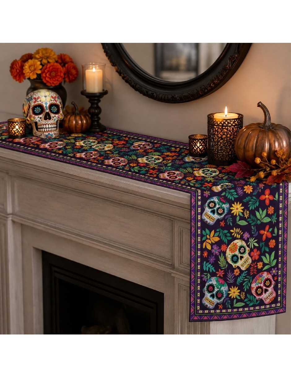 Camino mesa rectangular día de muertos 3