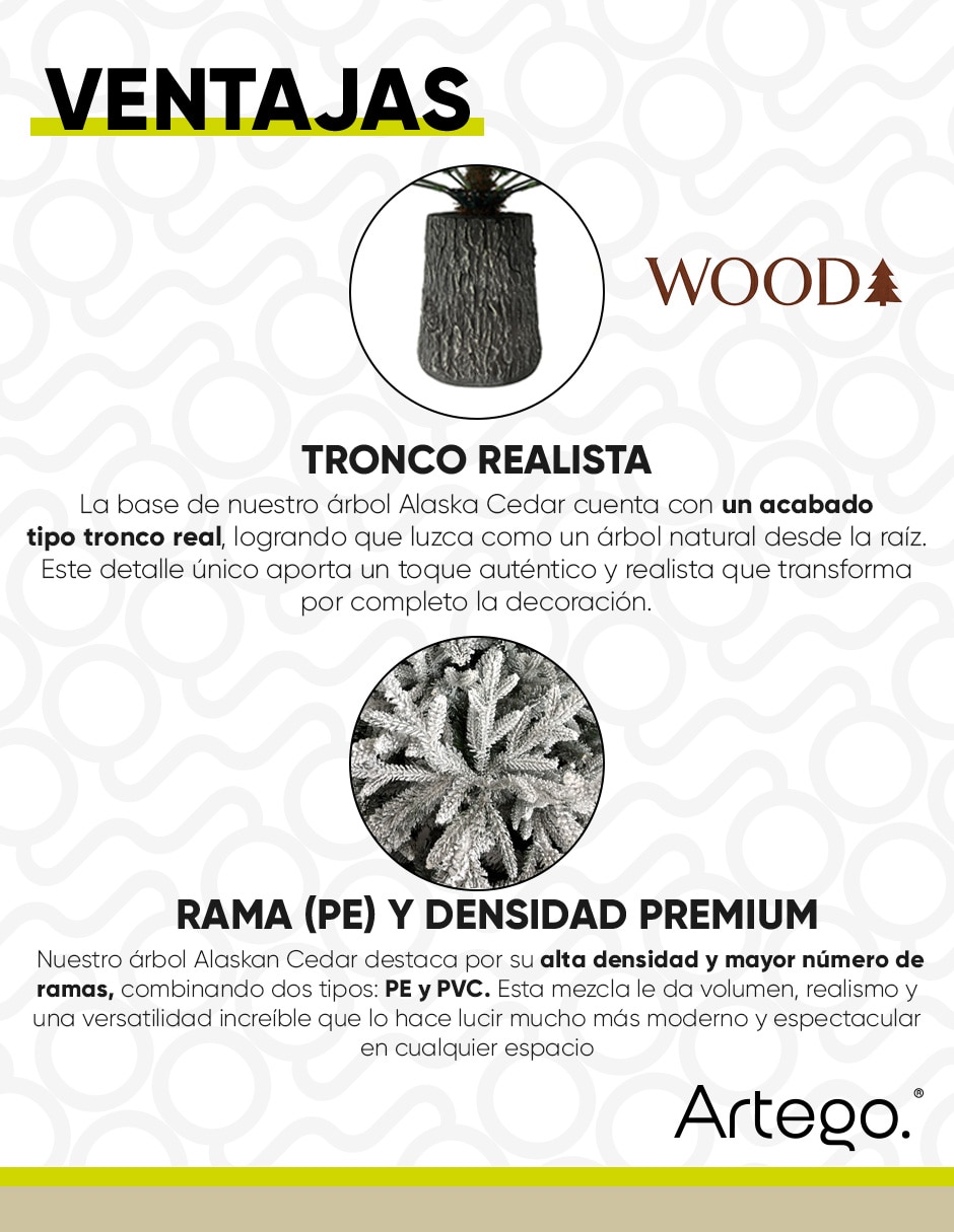 Árbol de navidad alaskan tronco realista de pvc 2