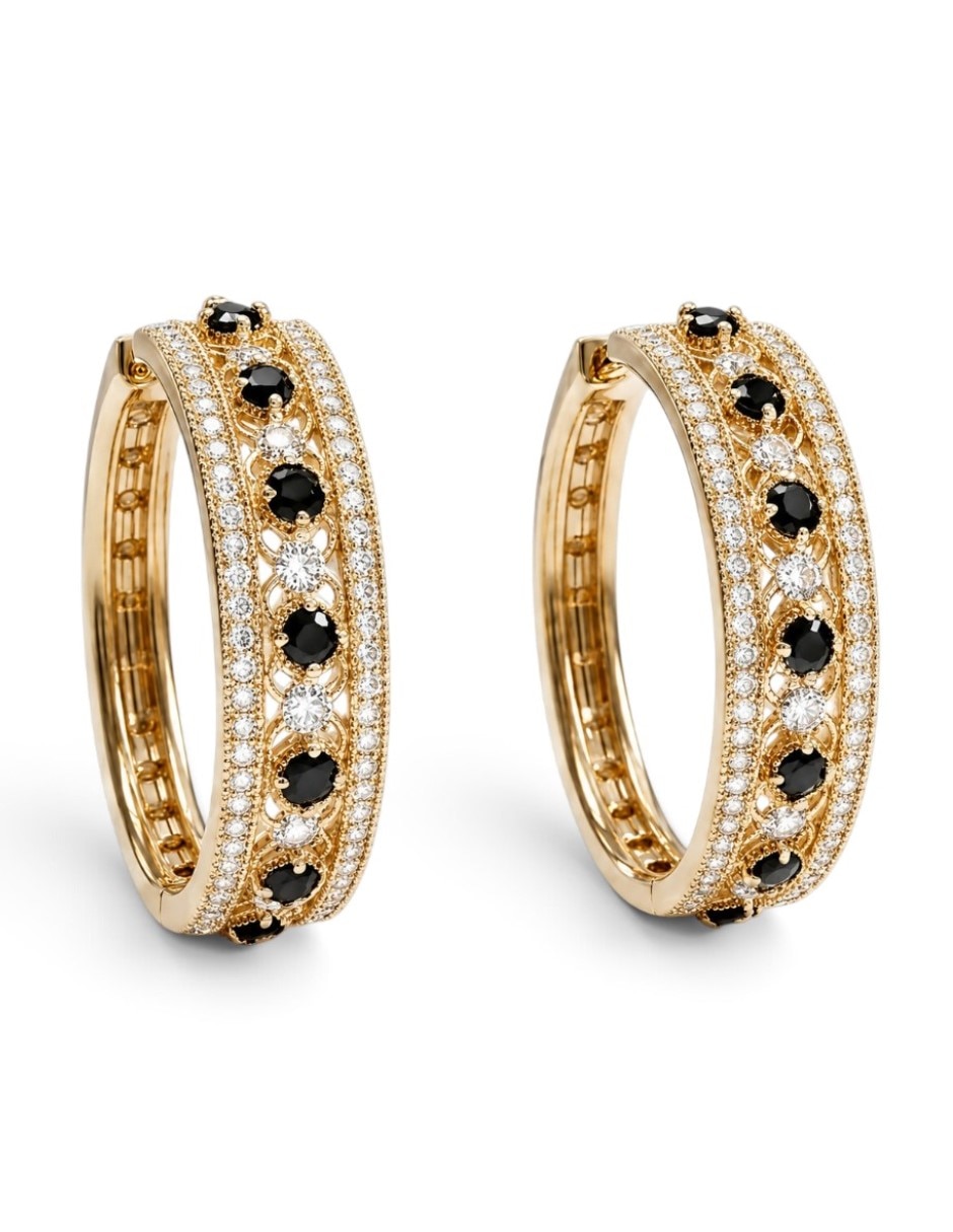 Arracadas elegante de oro laminado 14 k con acabado brillante zirconia cúbica