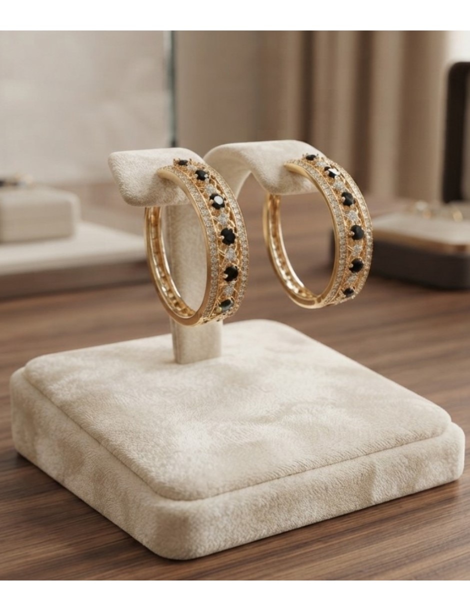 Arracadas elegante de oro laminado 14 k con acabado brillante zirconia cúbica 3