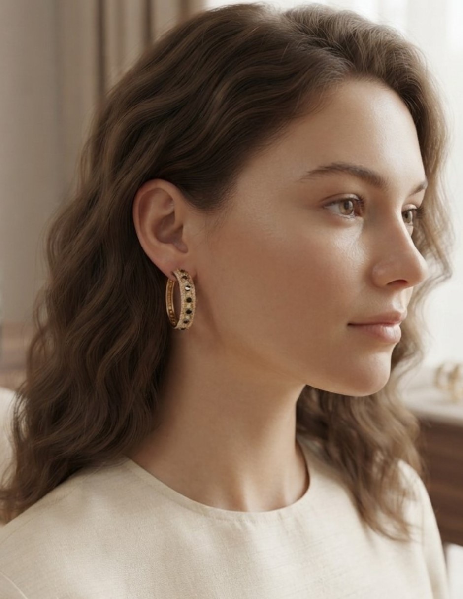 Arracadas elegante de oro laminado 14 k con acabado brillante zirconia cúbica 2