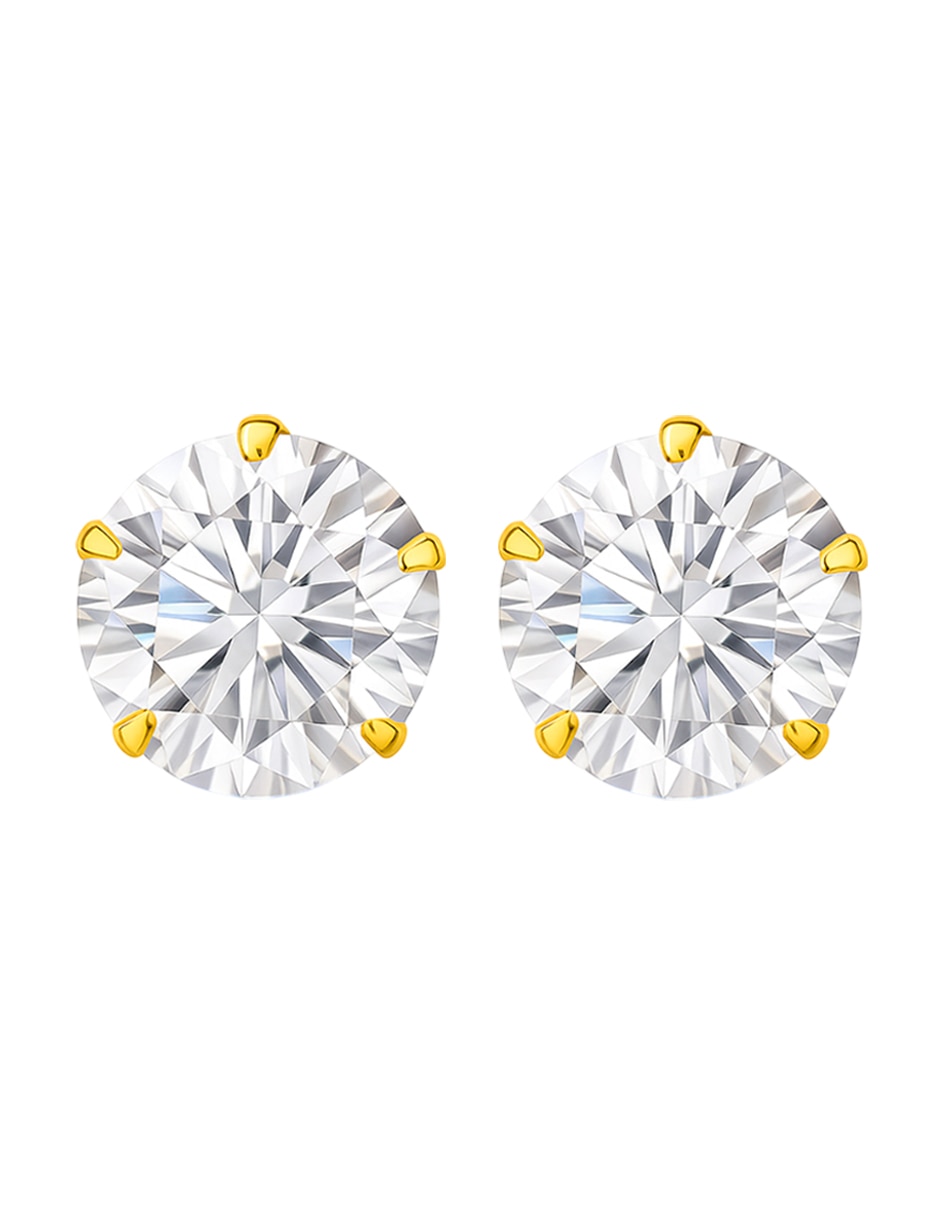 Broqueles de oro 14 k con acabado brillante zirconia
