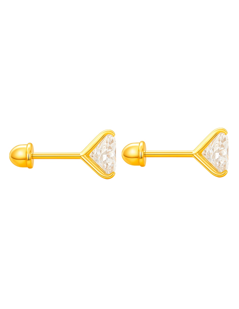 Broqueles de oro 14 k con acabado brillante zirconia