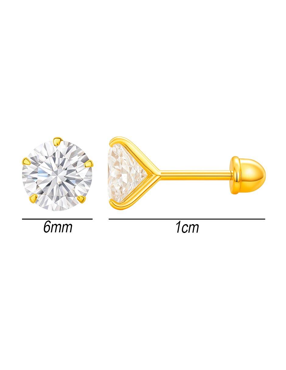 Broqueles de oro 14 k con acabado brillante zirconia 5
