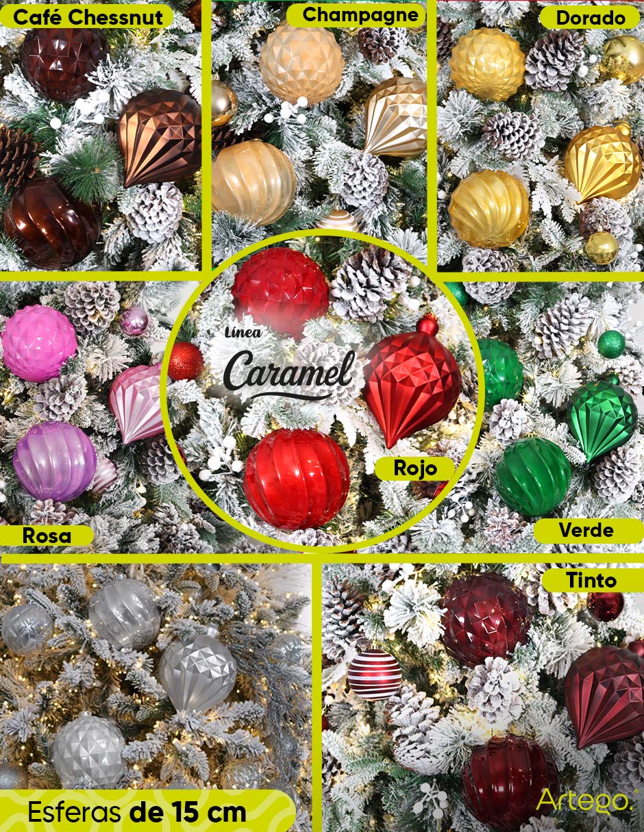 Set de esfera navideña maxi plata línea caramel con 6 piezas 3