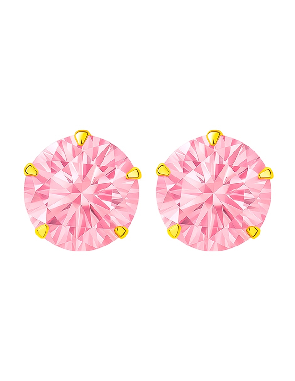 Broqueles de oro 14 k con acabado brillante zirconia Broqueles de oro 14 k con acabado brillante zirconia