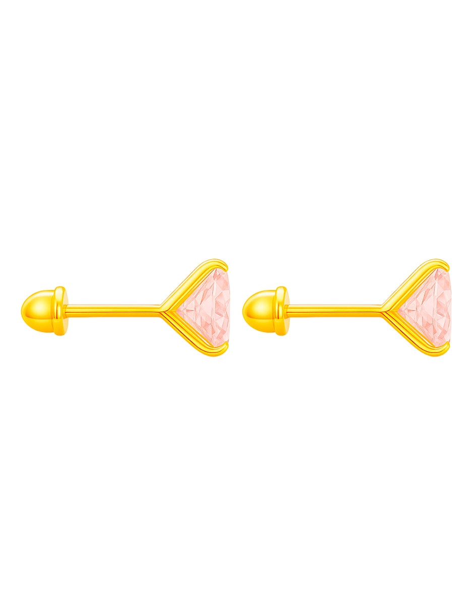 Broqueles de oro 14 k con acabado brillante zirconia 4
