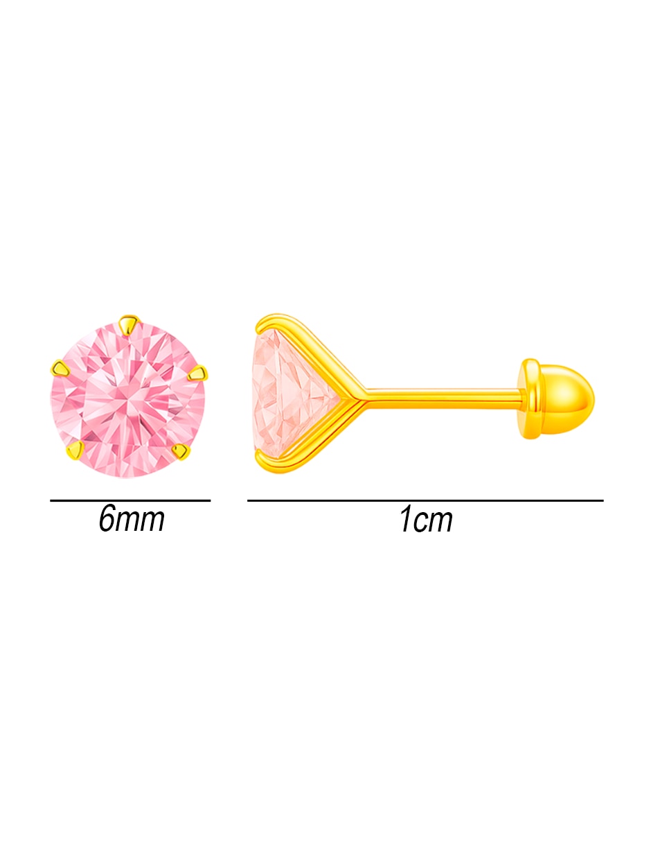 Broqueles de oro 14 k con acabado brillante zirconia 5