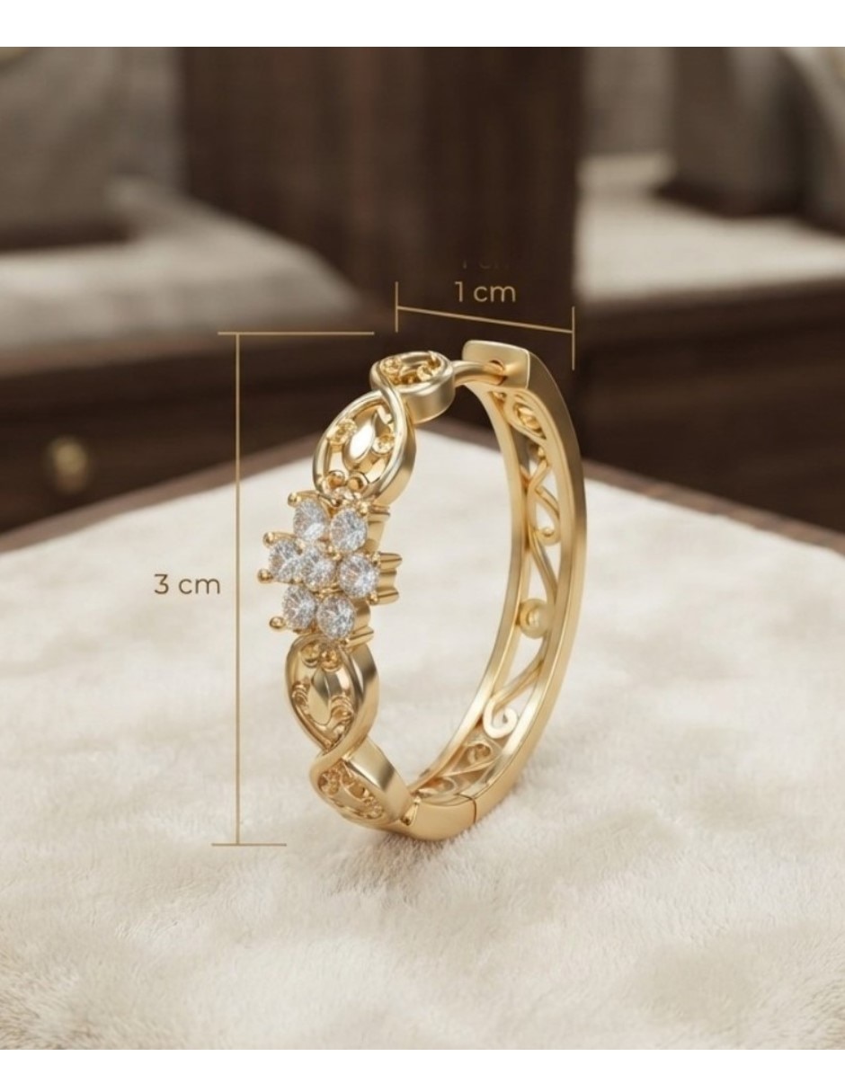 Arracadas elegantes de oro laminado 14 k con acabado brillante zirconia cúbica 5