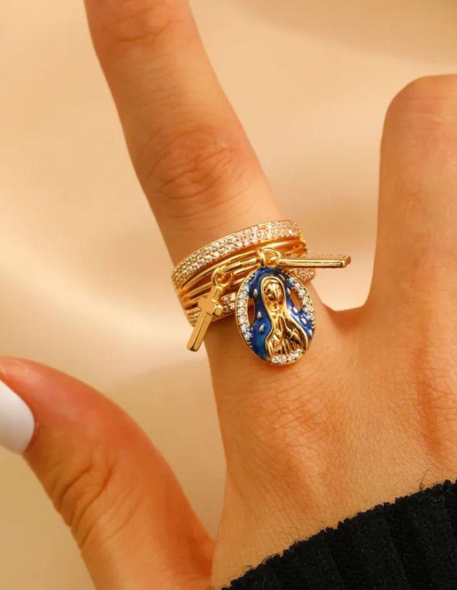 Anillo 10 k de oro laminado zirconia cúbica brillante 4