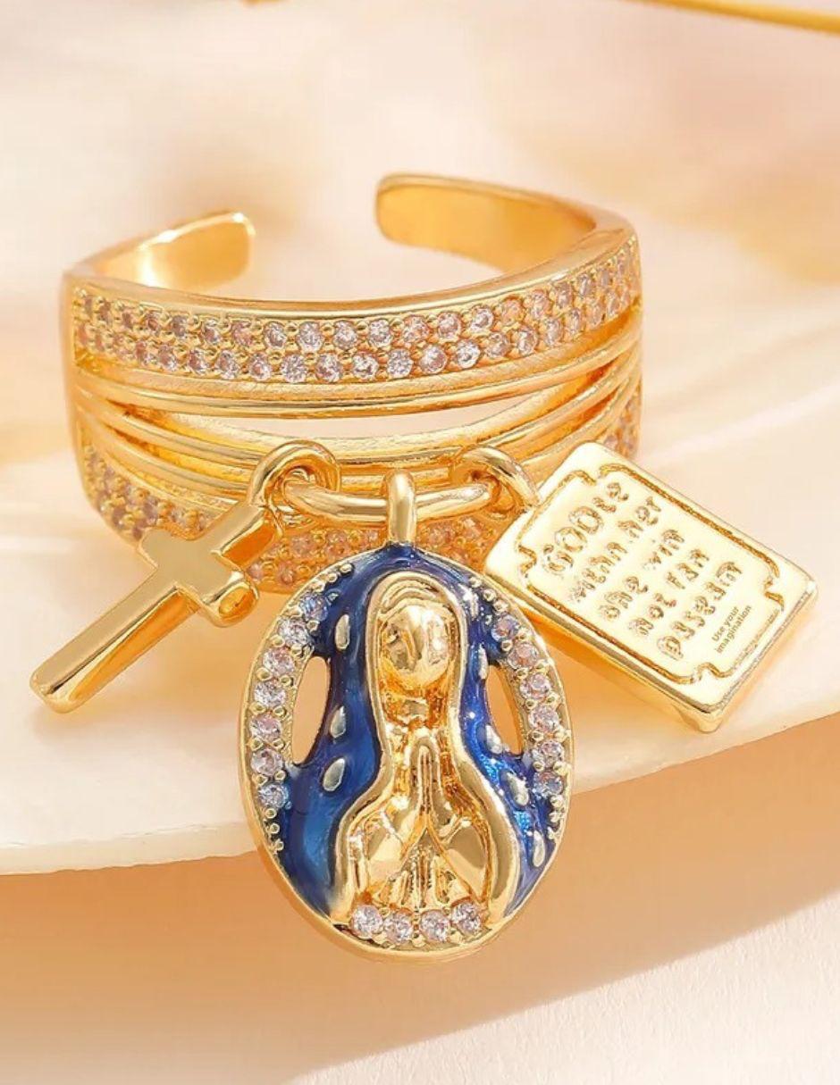 Anillo 10 k de oro laminado zirconia cúbica brillante 2