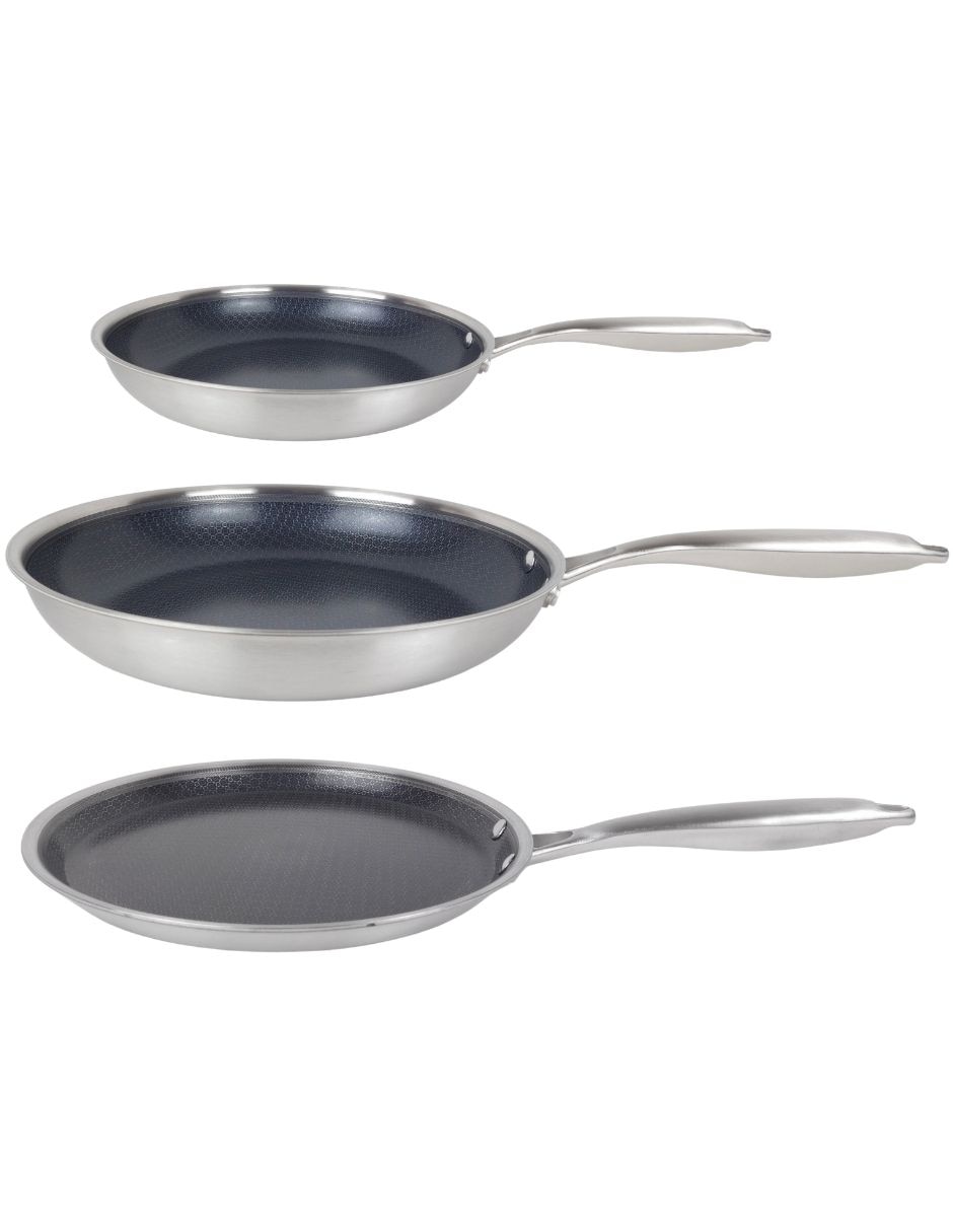 Set de sartenes Liverpool de acero inoxidable 3 piezas Set de sartenes Liverpool de acero inoxidable 3 piezas