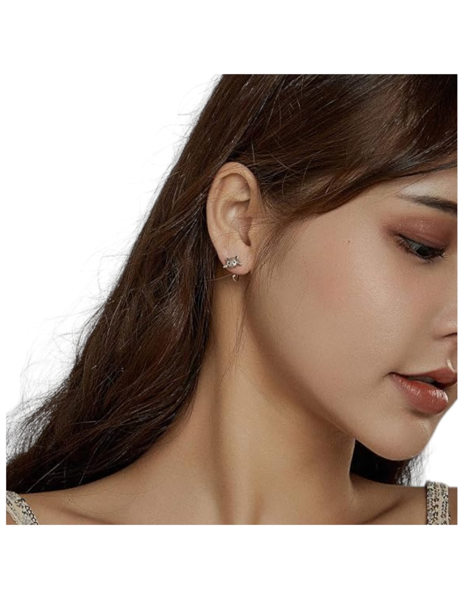 Aretes cortos de plata p 925 con acabado brillante 3