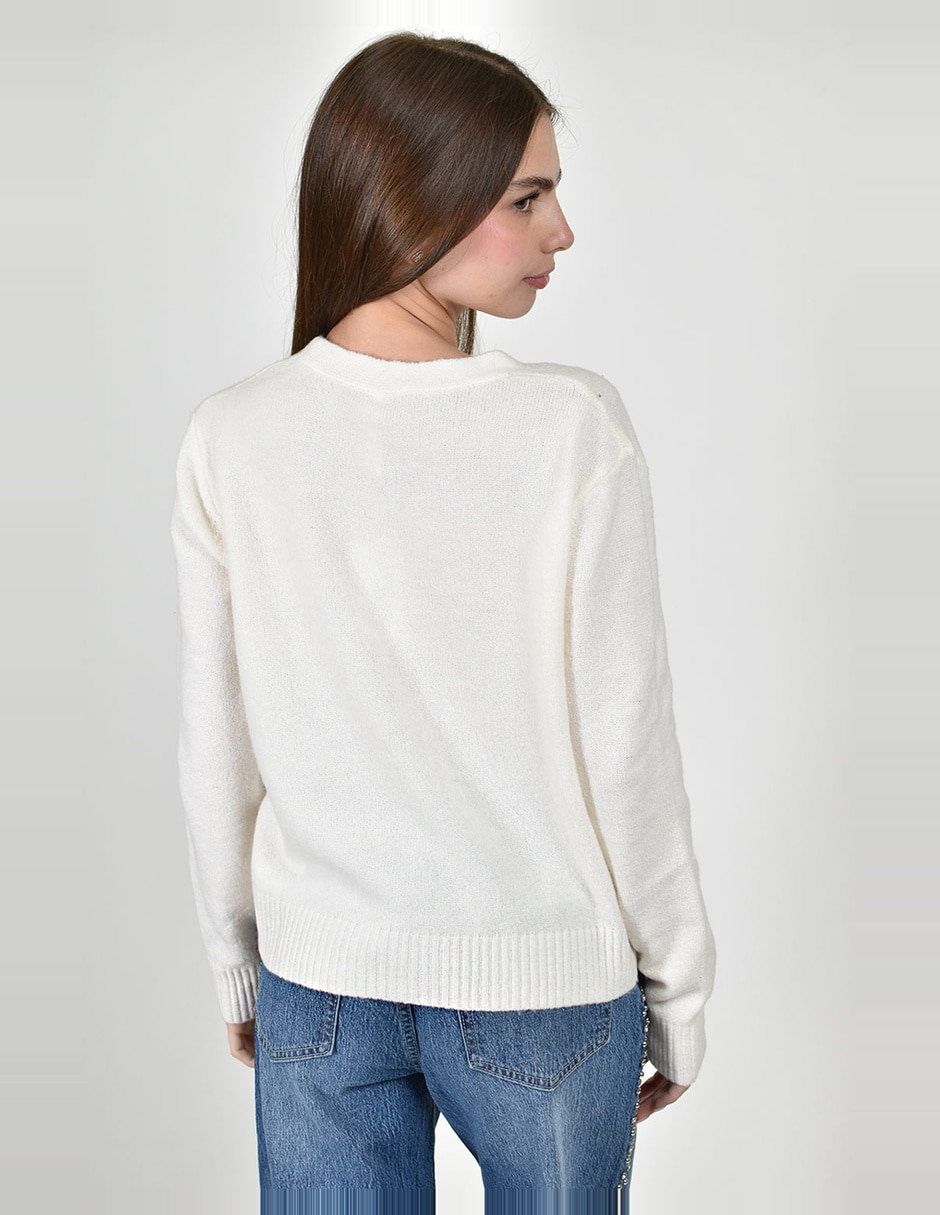 Suéter cuello v para mujer 4