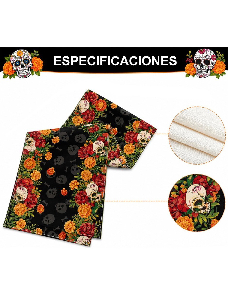 Camino mesa rectangular día de muertos 3