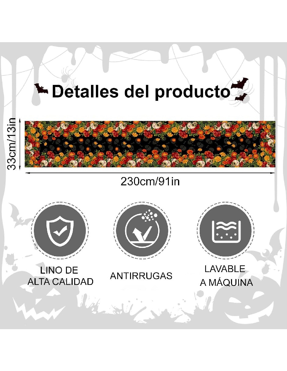 Camino mesa rectangular día de muertos 4