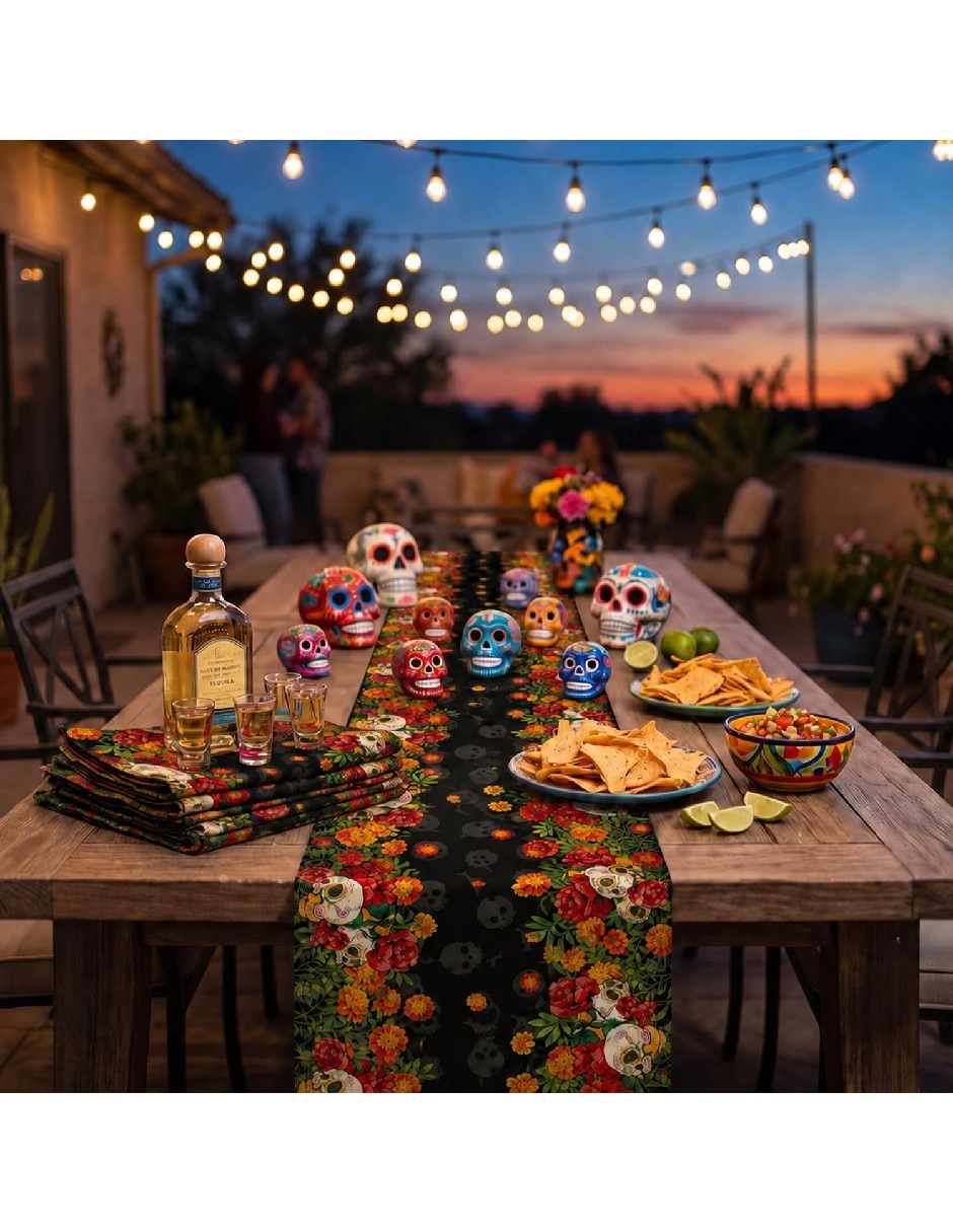 Camino mesa rectangular día de muertos 2