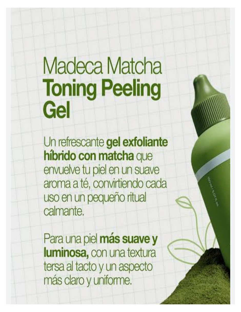 Tratamiento facial Madeca Matcha Toning Peeling Gel + Boost Kojic Acid Glow Antimanchas