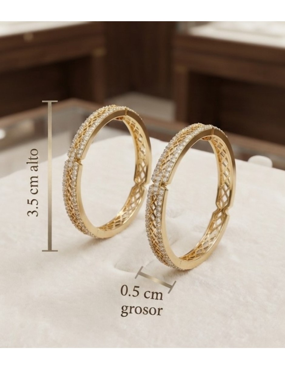 Arracadas elegantes de oro laminado 14 k con acabado brillante zirconia cúbica 5