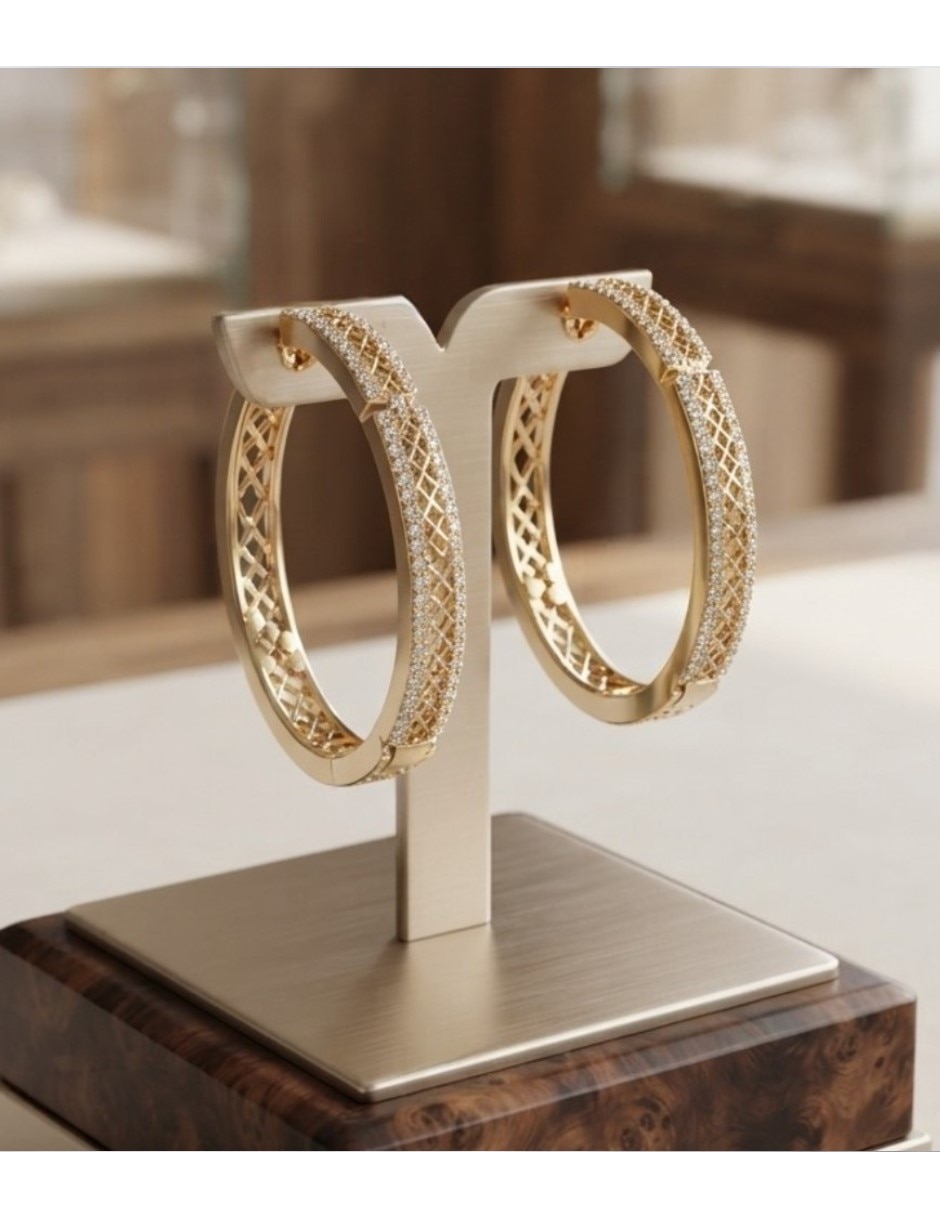Arracadas elegantes de oro laminado 14 k con acabado brillante zirconia cúbica 3