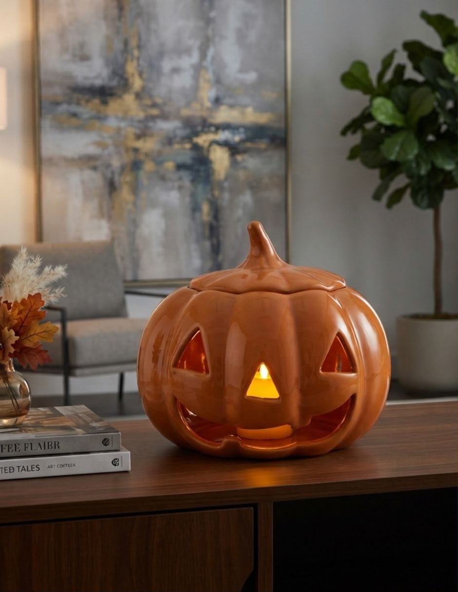 Figura decorativa de calabaza de cerámica 2