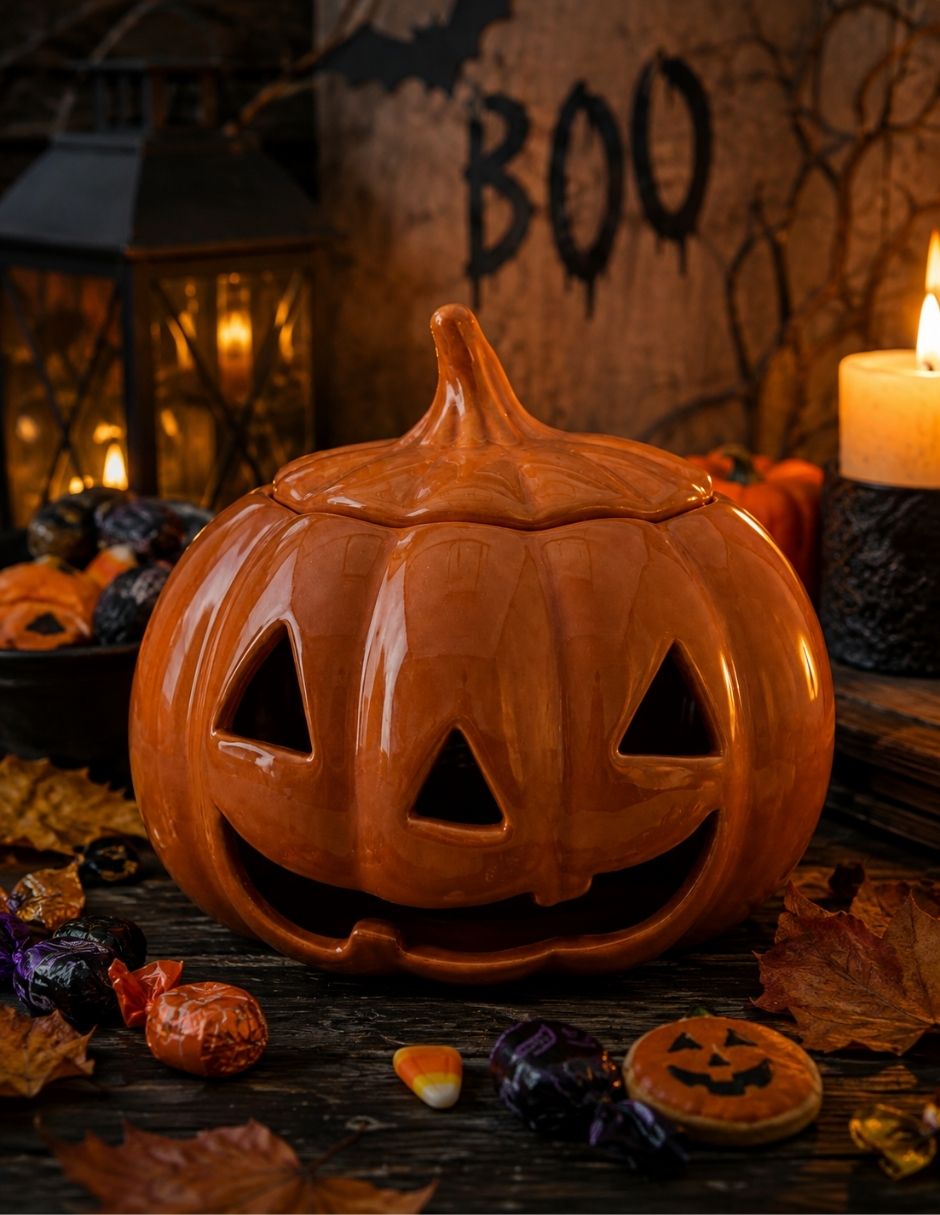 Figura decorativa de calabaza de cerámica 4