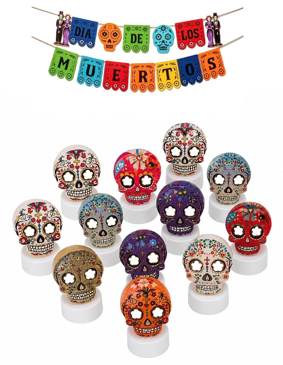 Set de vela led de calavera día de muertos de plástico Set de vela led de calavera día de muertos de plástico