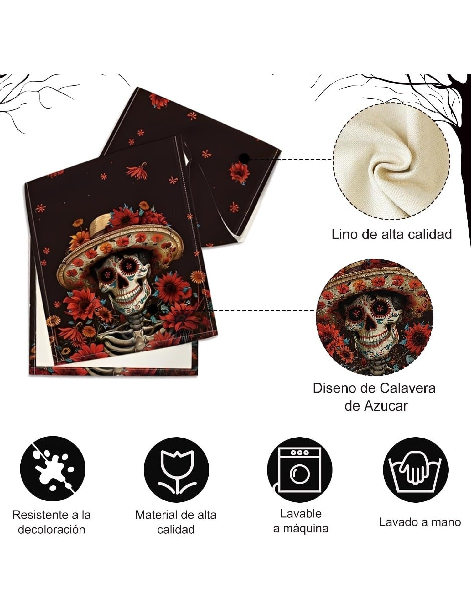 Camino mesa rectangular día de muertos 3